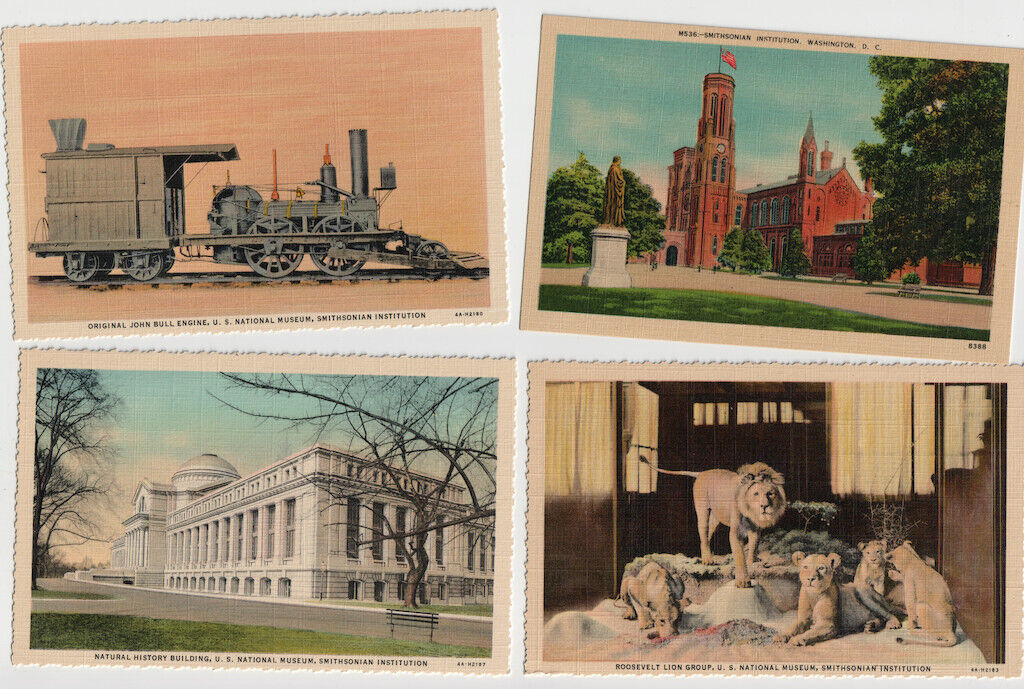 10 Vintage Linen Postcards Smithsonian Institute Washington DC New