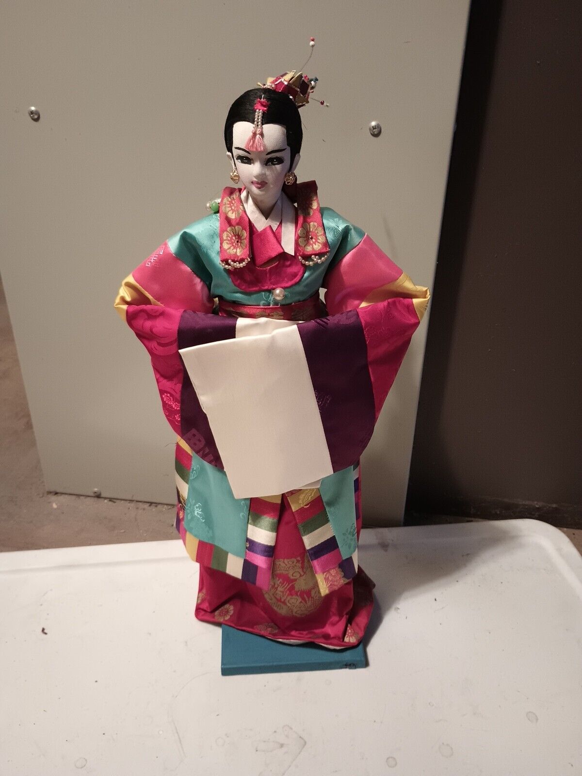 Vintage Large 22” Asian Japanese Oriental Doll Figure Standing VICTORIAN CLOTH