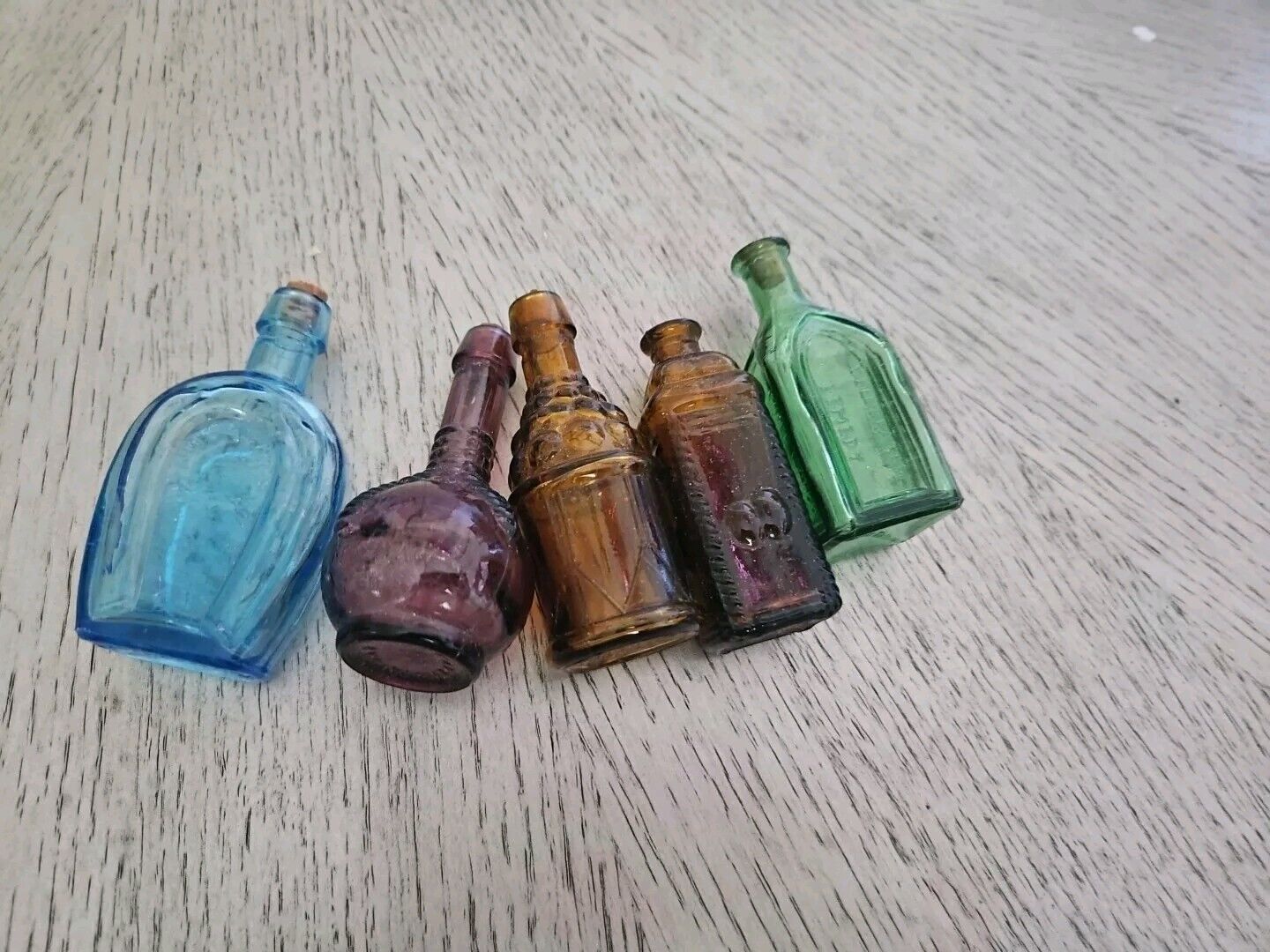 Lot of Vintage Wheaton, Mini Colored Glass Bitters Bottles (Lot of 5) 1 Purple