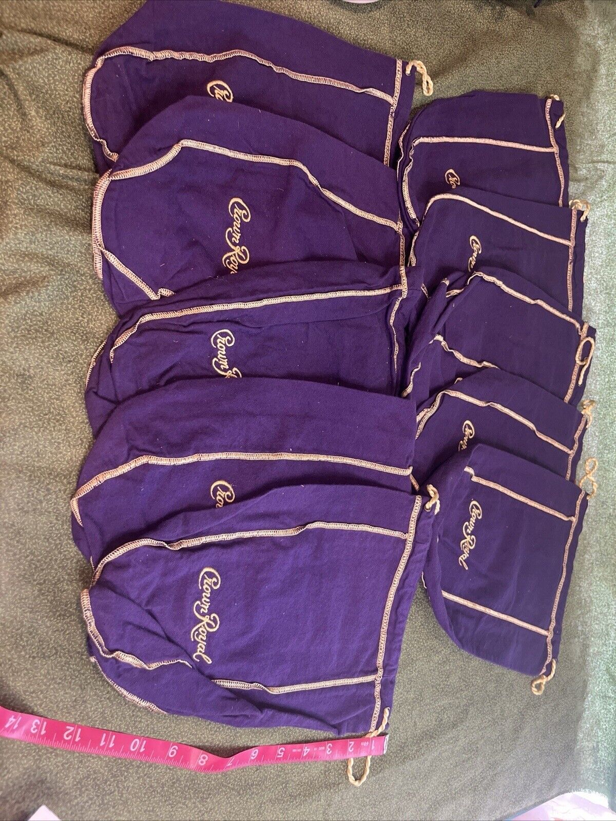 Crown Royal 1.75L XL Extra Large Purple & Gold Drawstring Bags 12 inch Set of 10