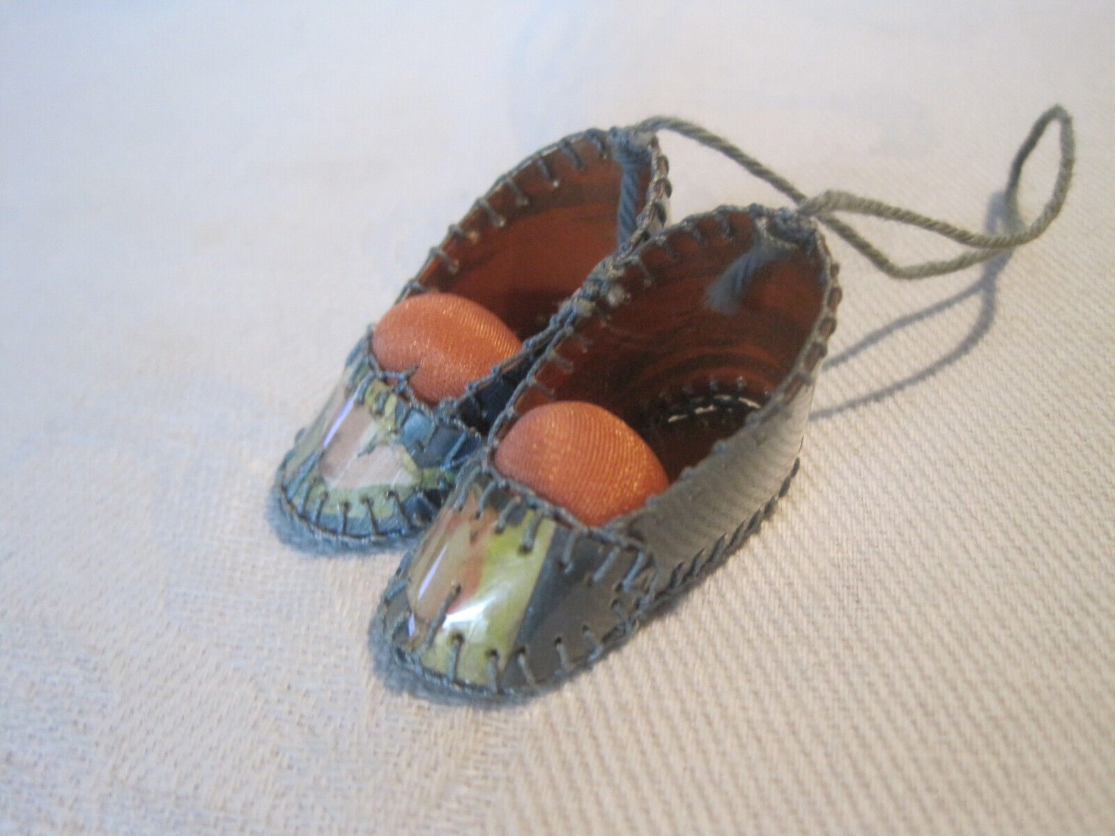 Vintage tiny miniature pair of shoes Christmans tree ornament
