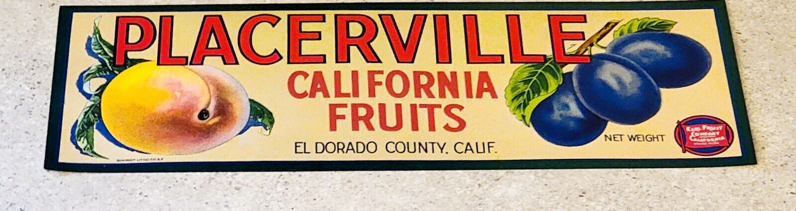 Vintage EARL FRUIT Crate Label PLACERVILLE El Dorado Cty CALIFORNIA Lot (A)