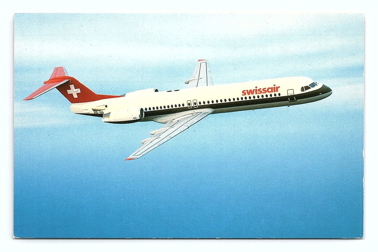 Fokker 100 Swissair Vintage Postcard Airline Issued