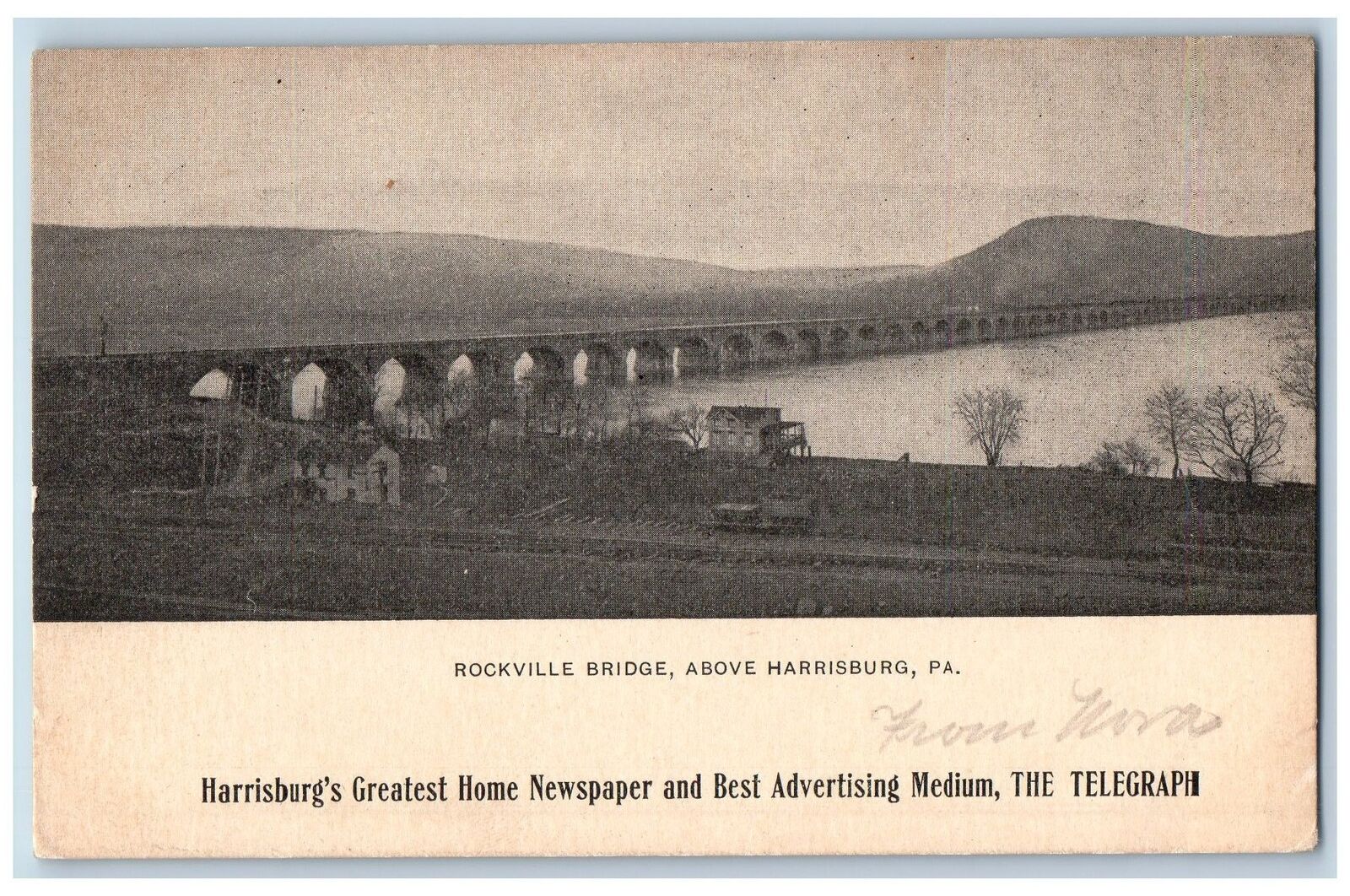 Harrisburg Pennsylvania PA RPPC Photo Postcard Rockville Bridge Scene c1905\'s