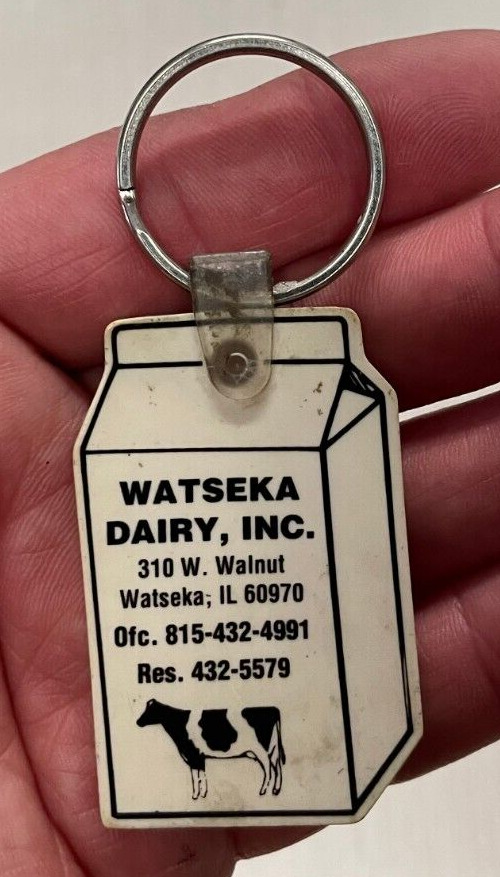 Vintage Watseka Dairy Inc Key Chain 310 Walnut Watseka Illinois Rare
