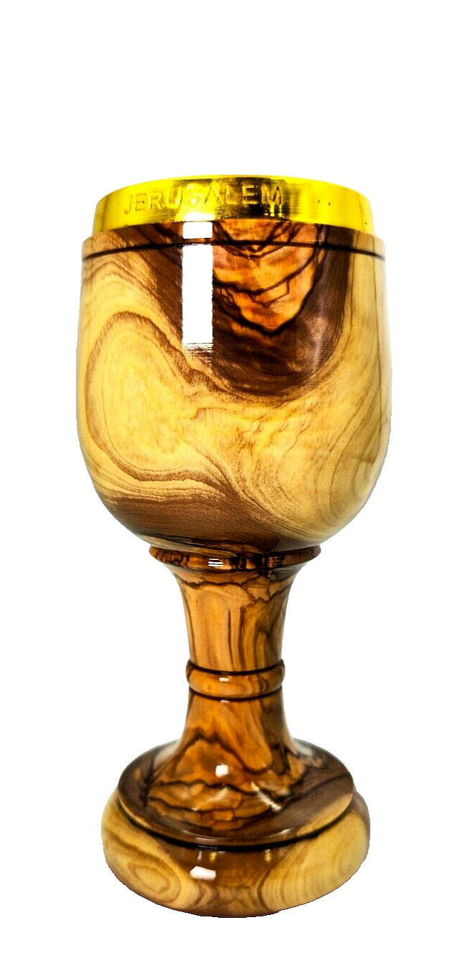 Handcrafted Olive Wood Chalice Wooden Communion Cup Bethlehem's Blessing