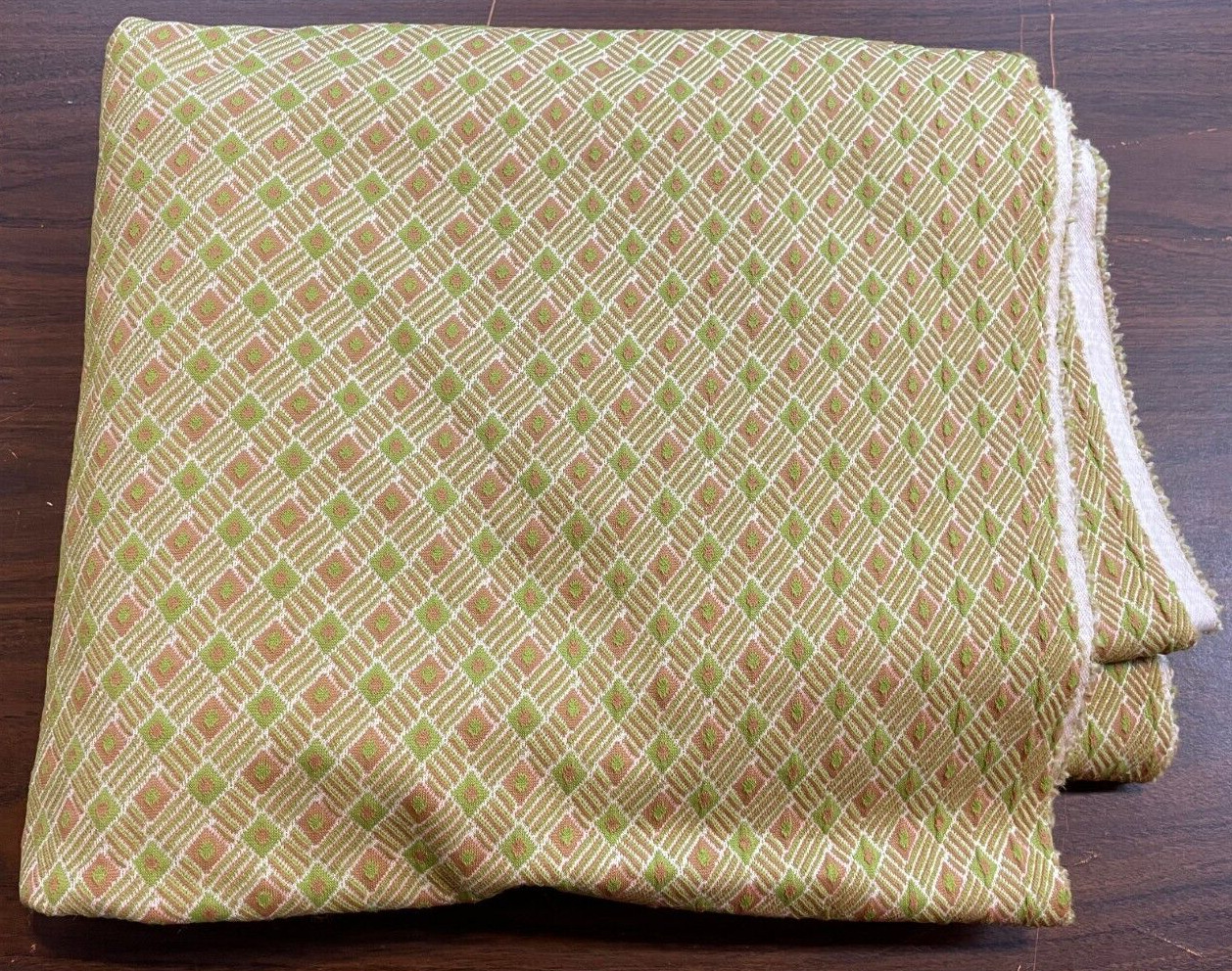 Antique Mid Century Knit Polyester Fabric Light Green Decor Crafts