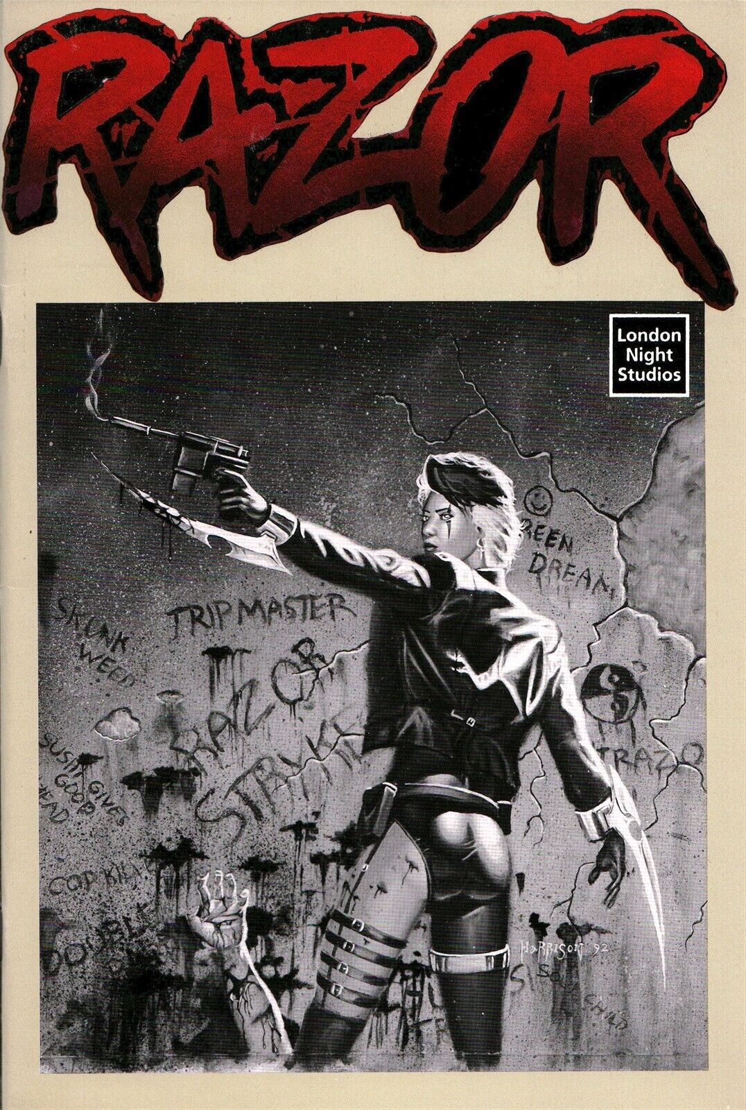 London Night Studios Razor #2 Comic Book 1992 1st Series Platinum Signed Card