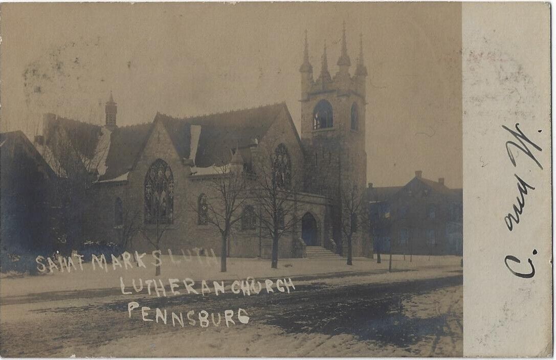 PENNSBURG, PA.~RPPC~REAL PHOTO~ST. MARK\'S LUTHERAN CHURCH~1906