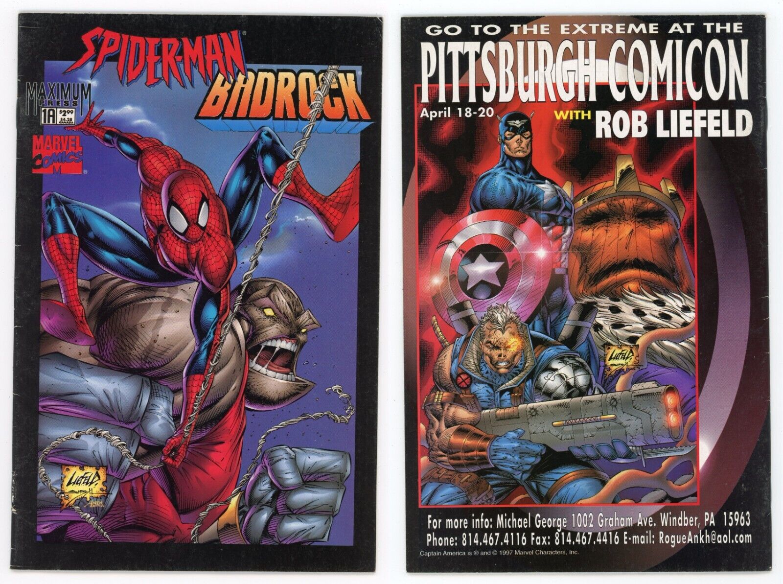 Spider-Man Badrock #1 (FN 6.0) Liefeld Variant Cover 1997 Marvel Maximum Press