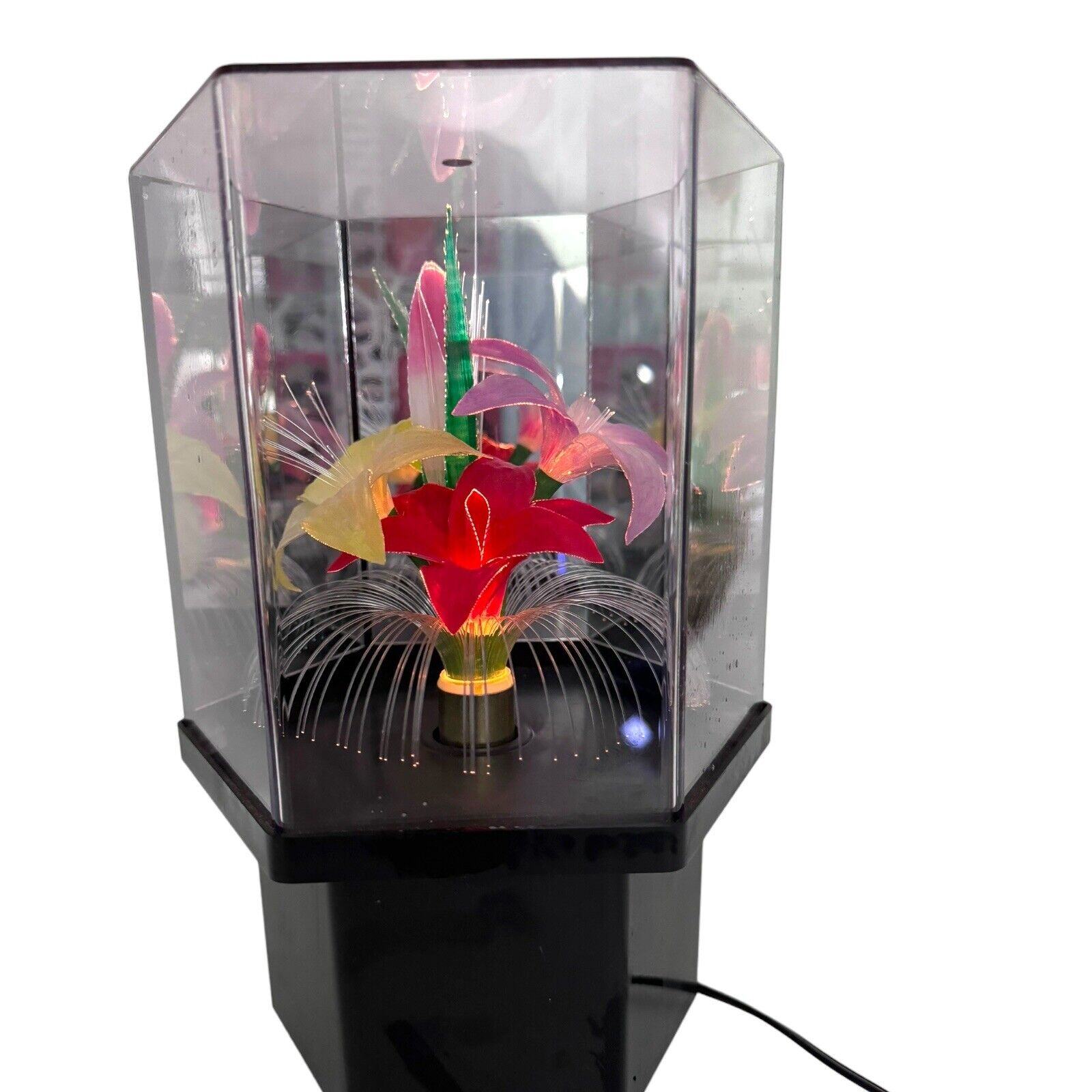 Vintage 1980’s Fiber Optic Color Changing Flower Lamp Light Box