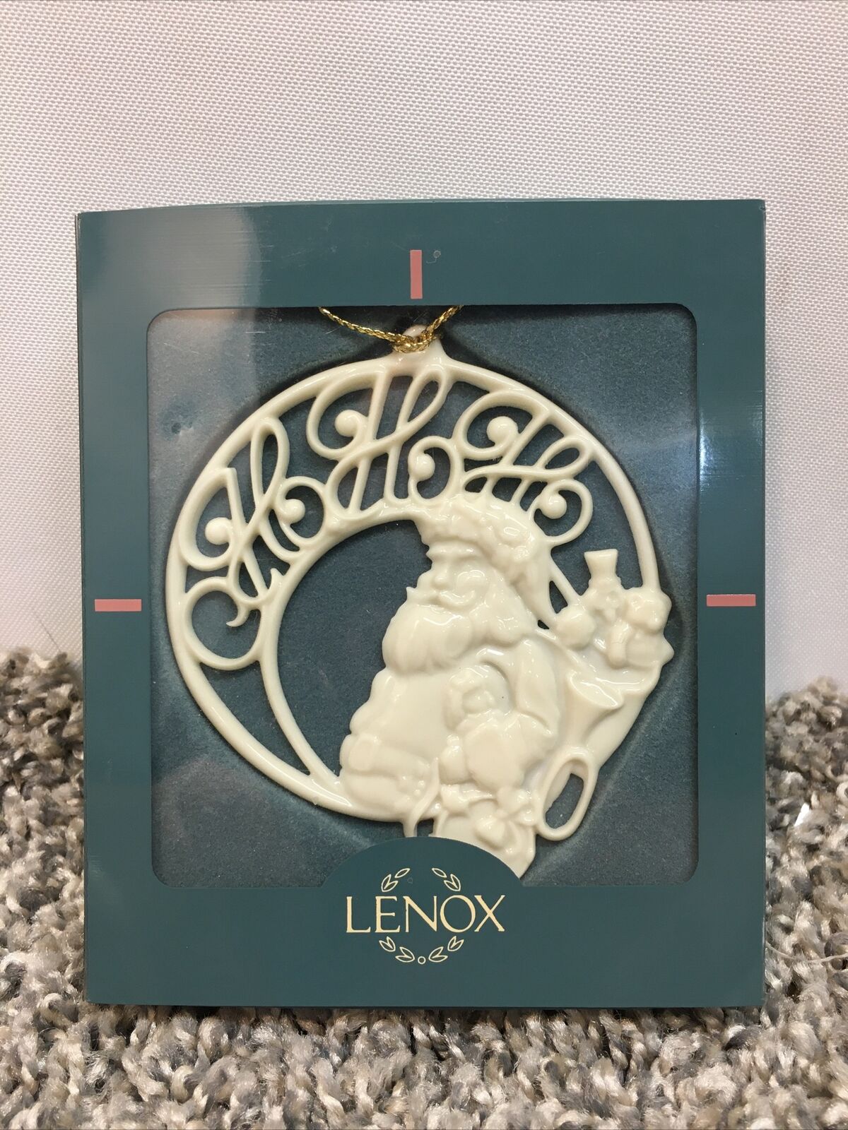 LENOX Holiday Wishes “Ho Ho Ho” Santa Claus Porcelain Christmas Ornament in Box