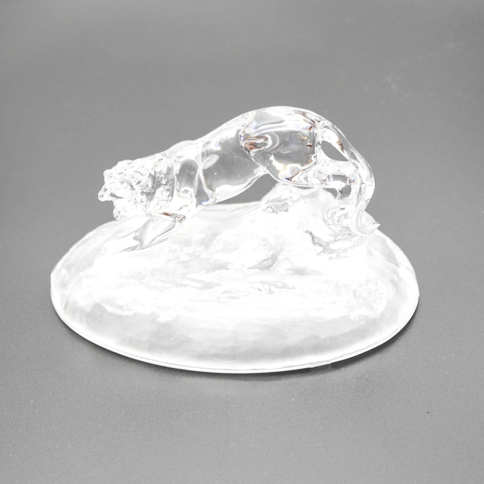 Vtg Cristal d\'Arques Clear Glass Mountain Lion Figurine 3.5\