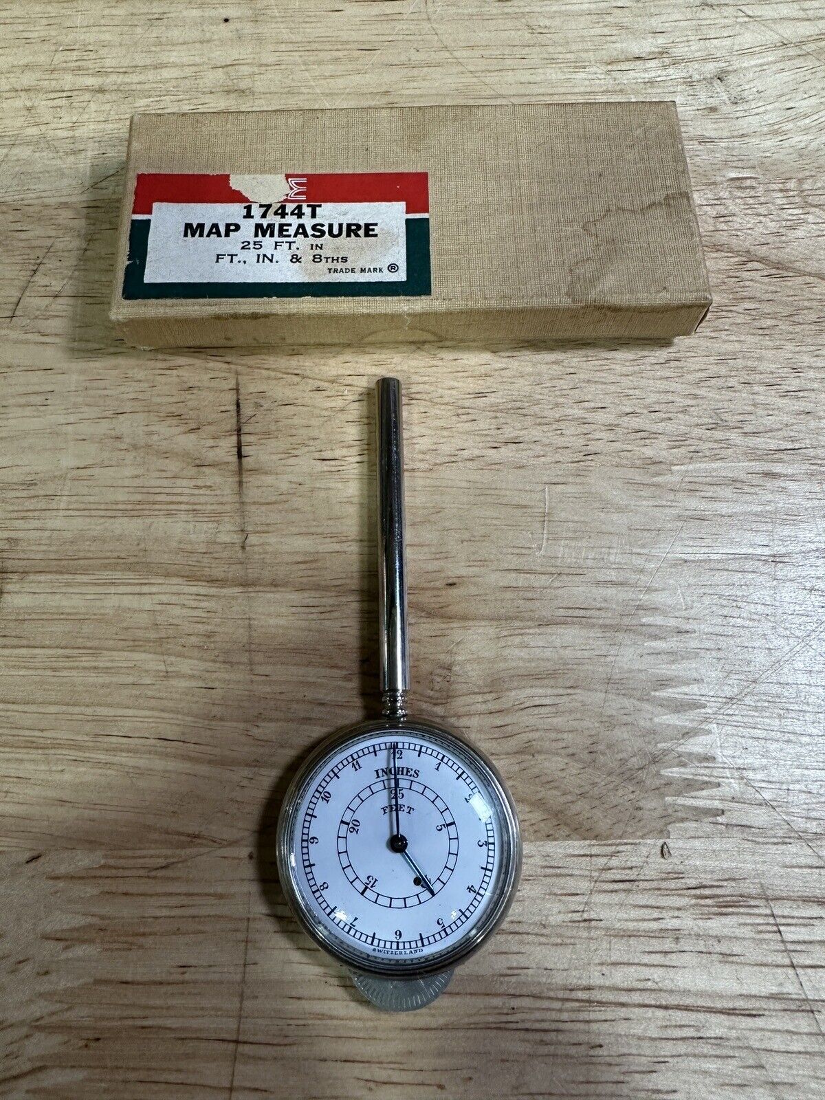 Antique Swiss 25 Foot 1744T Opisometer Map Measure Tool