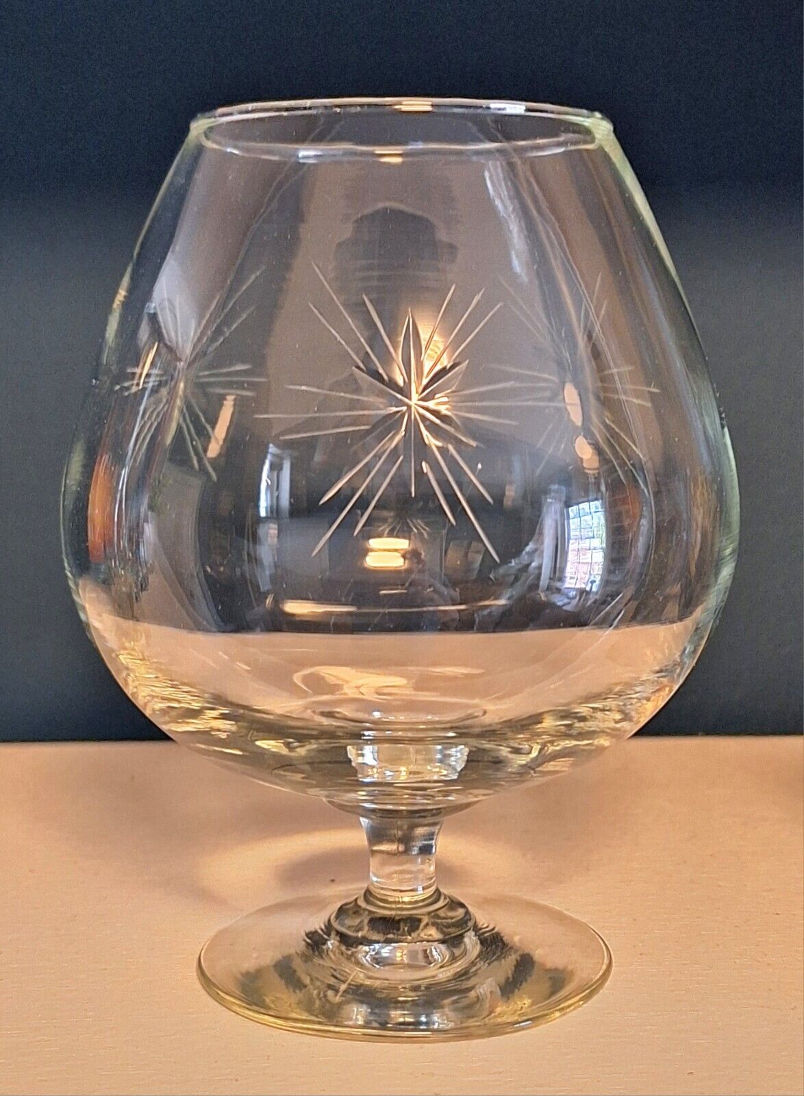 Vintage MCM Barware Brandy Snifter Six Point Star Susquehanna Glass 6