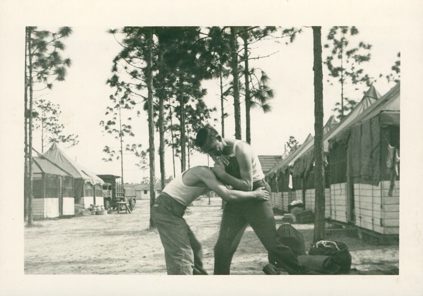 Oct 1941 WWII  103rd Inf Camp Blanding, FL photo Co H,  Wrestling Match