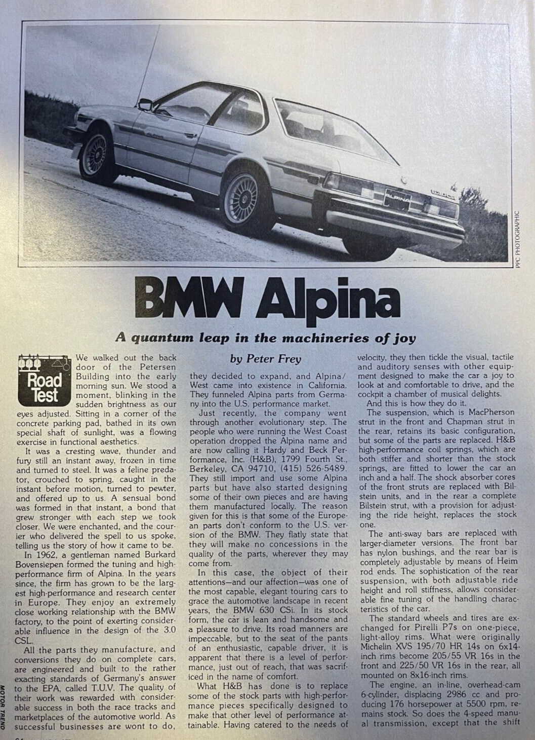1979 Road Test BMW 630 Alpina