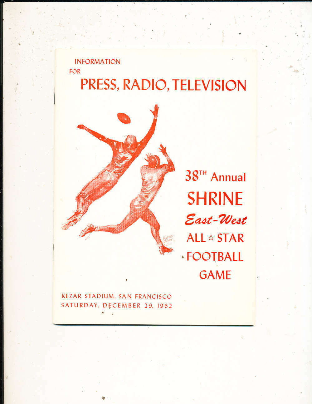 1962 Shrine All Star east west Football Game Press Guide bxconf