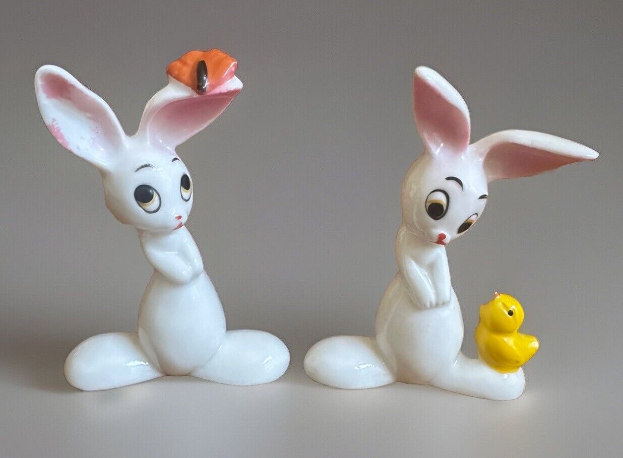 Collectible,Vintage,Adorable Bunny & Chick + Bunny & Butterfly Figurines