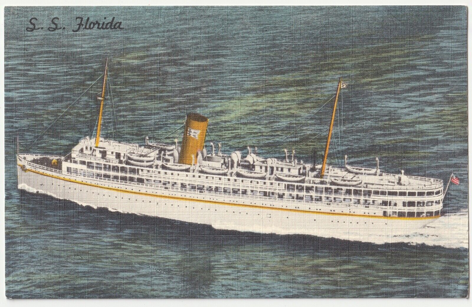 c1940s~SS Florida Steamship~Nassau Cruise~Miami FL Florida~Vintage Postcard