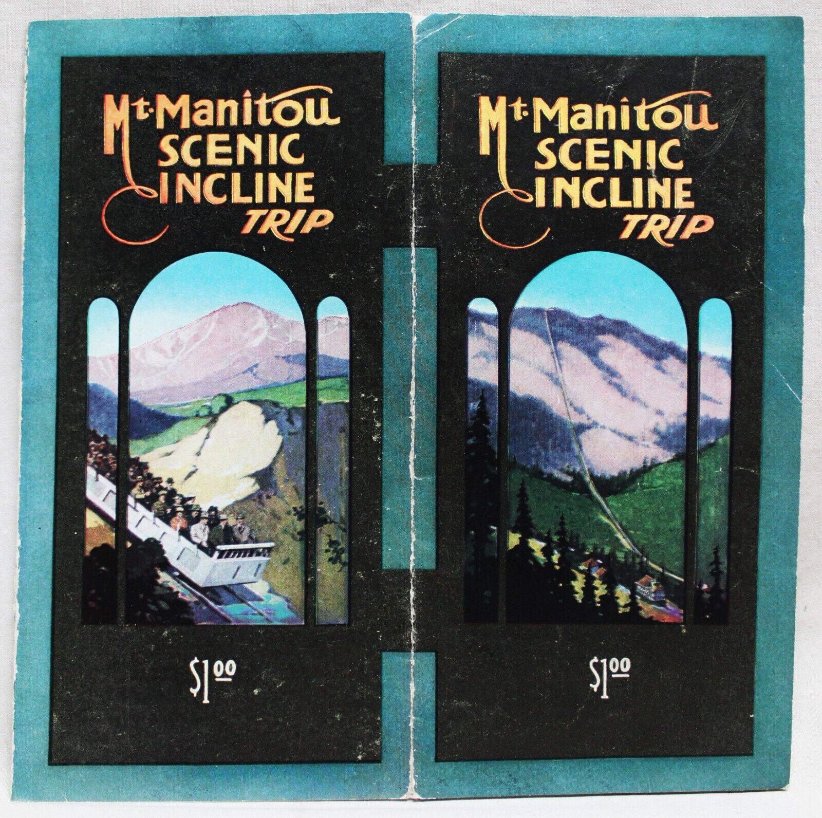 MT. MANITOU COLORADO SCENIC INCLINE TRIP ADVERTISING BROCHURE 1920s VINTAGE