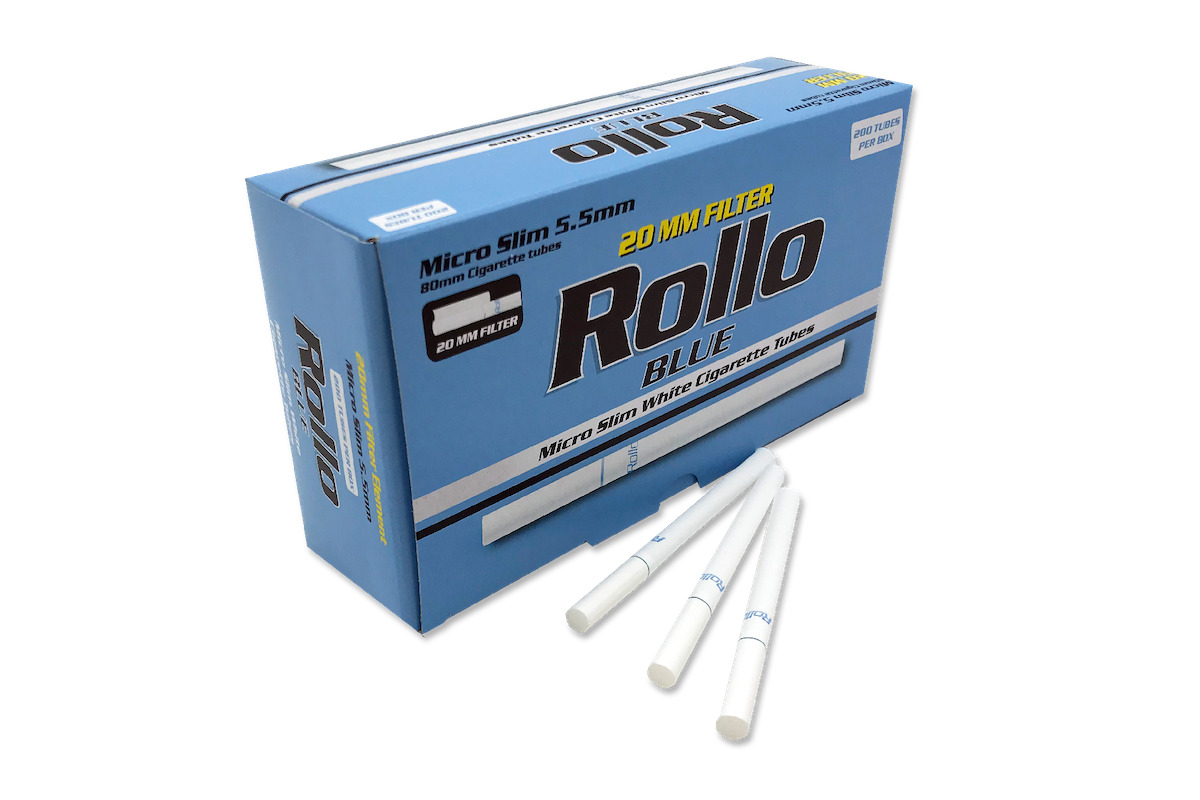 Rollo BLUE Micro Slim 5.5mm Empty Filter Tubes 20mm filter long 2x200 (400ct.)