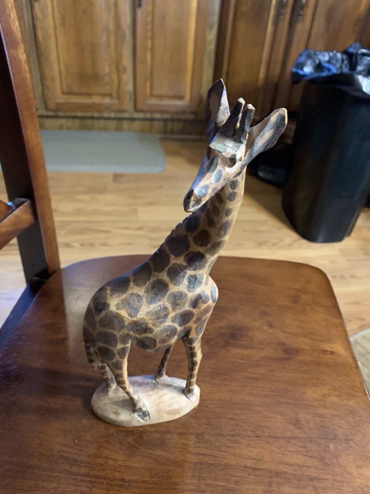 Vintage Wooden Giraffe /African Hand Carved Sculpture 27in Safari Decor