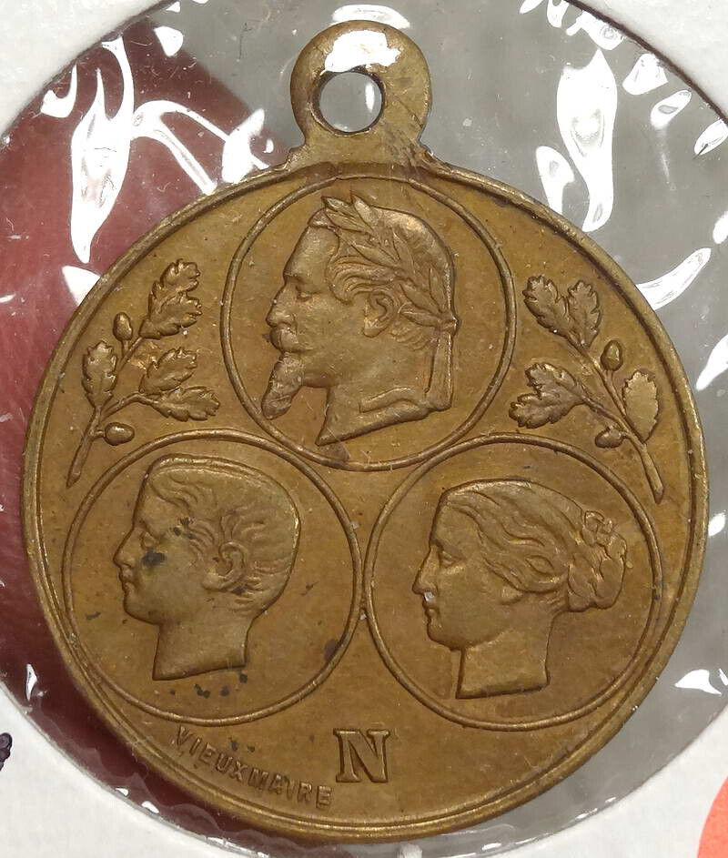 Souvenir Medallion, 1867 Exposition Universelle, Paris, Emperor Napoleon III