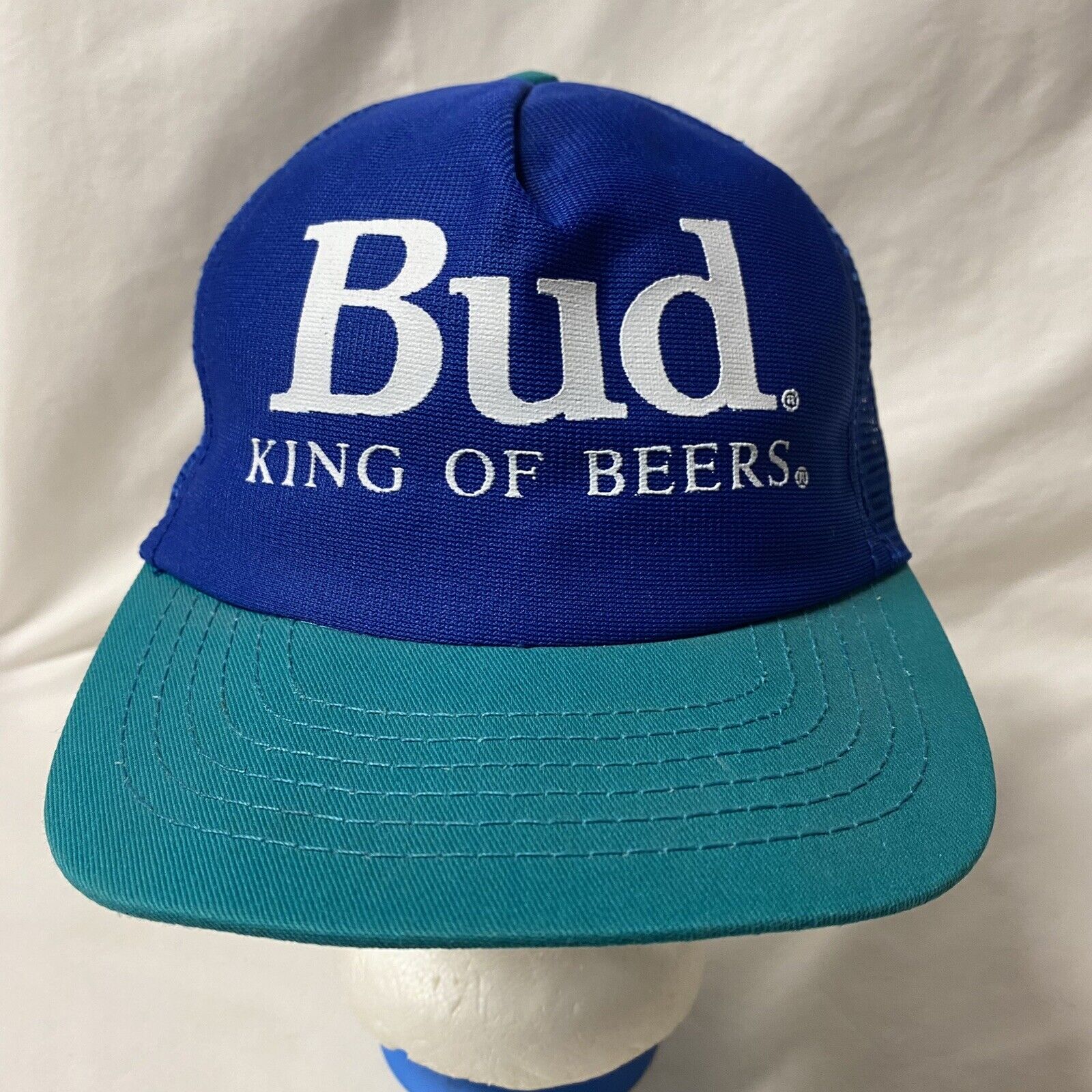 Vintage 80\'s Budweiser Bud King Of Beers Snapback Trucker Hat Cap Stylemaster