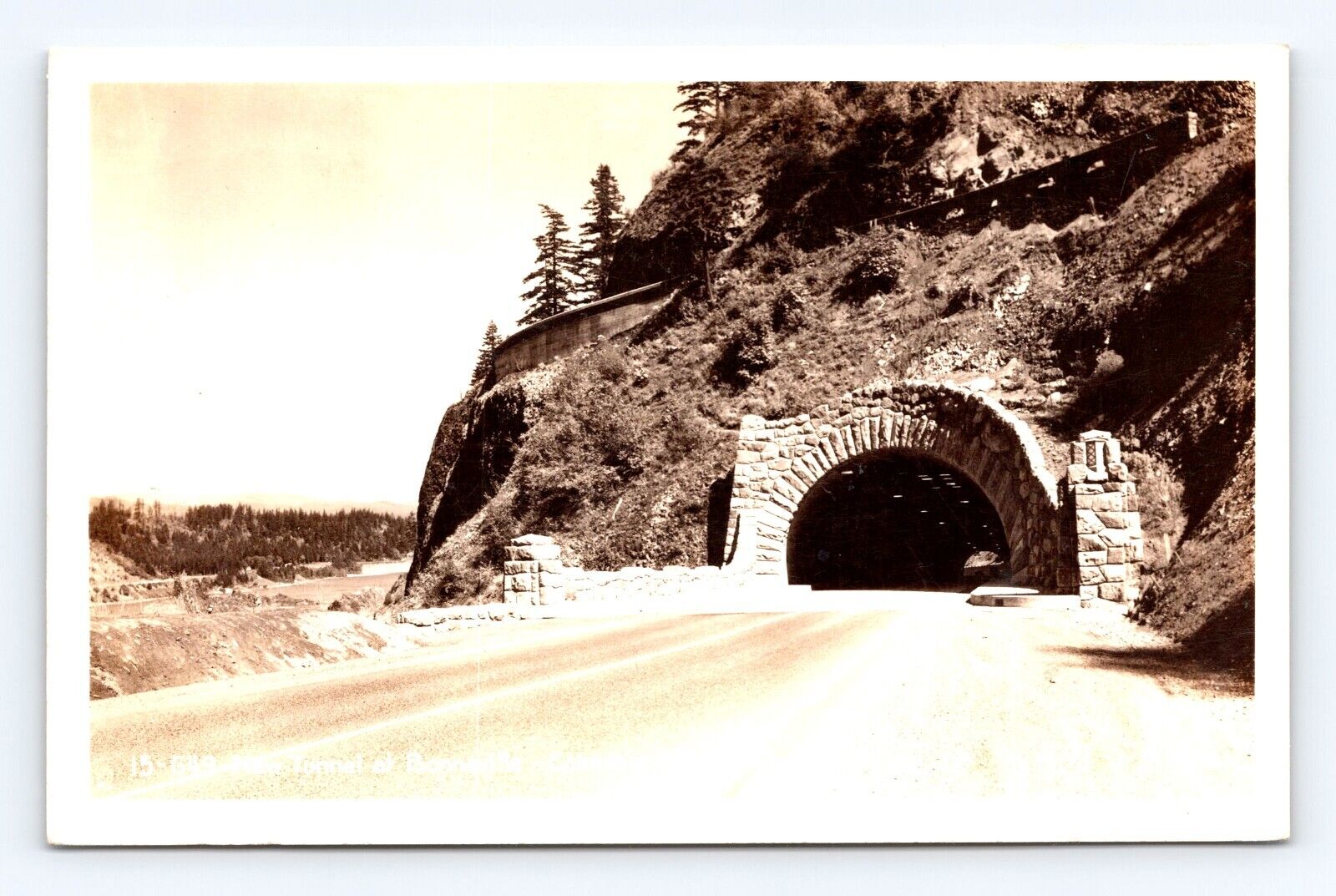 Postcard RPPC Photo Tunnel Bonneville River Portland Oregon Cancel 1945
