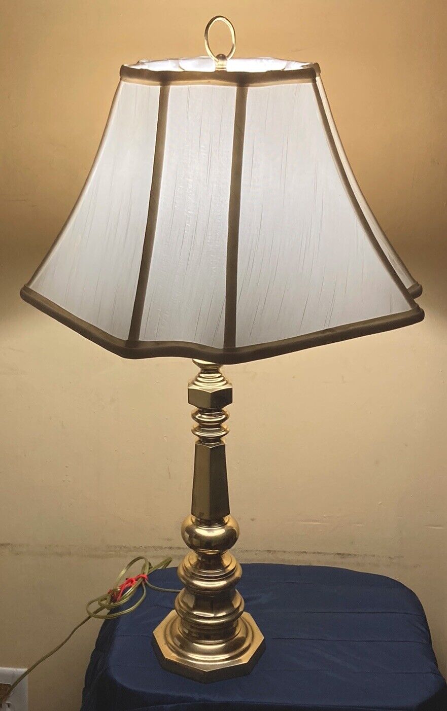 Vintage Excelsior Brass Lamp 21” Gold Table Lamp Octagonal Base