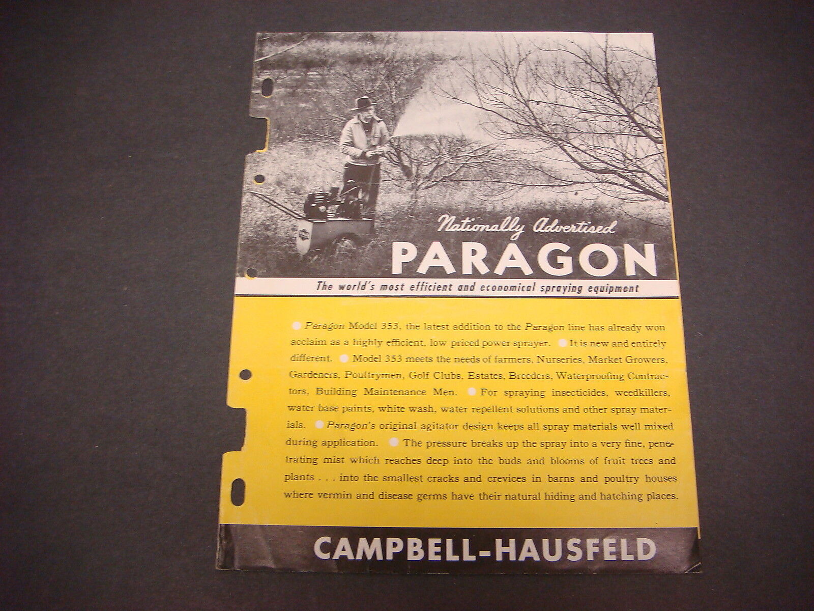 1956 Campbell-Hausfield Paragon Sprayer Sale Brochure Model 353 Price List M4209