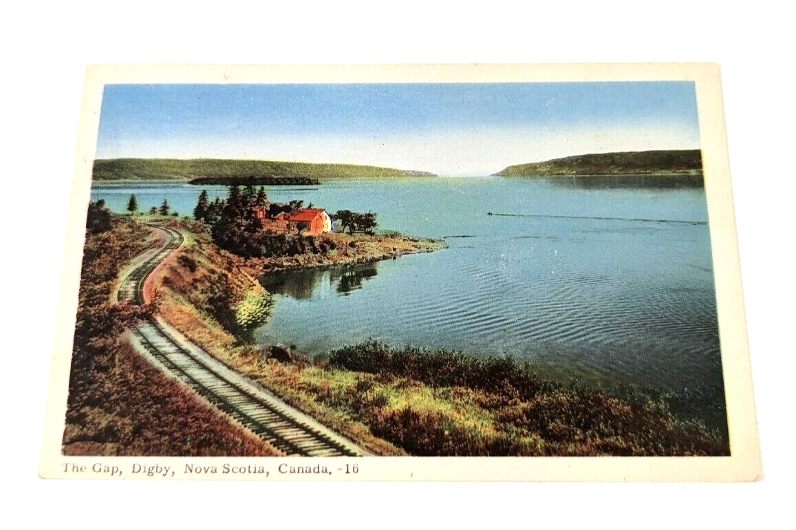The Gap, Digby, Nova Scotia-16 Color Postcard Art Deco Font c. 1930s Canada #1A
