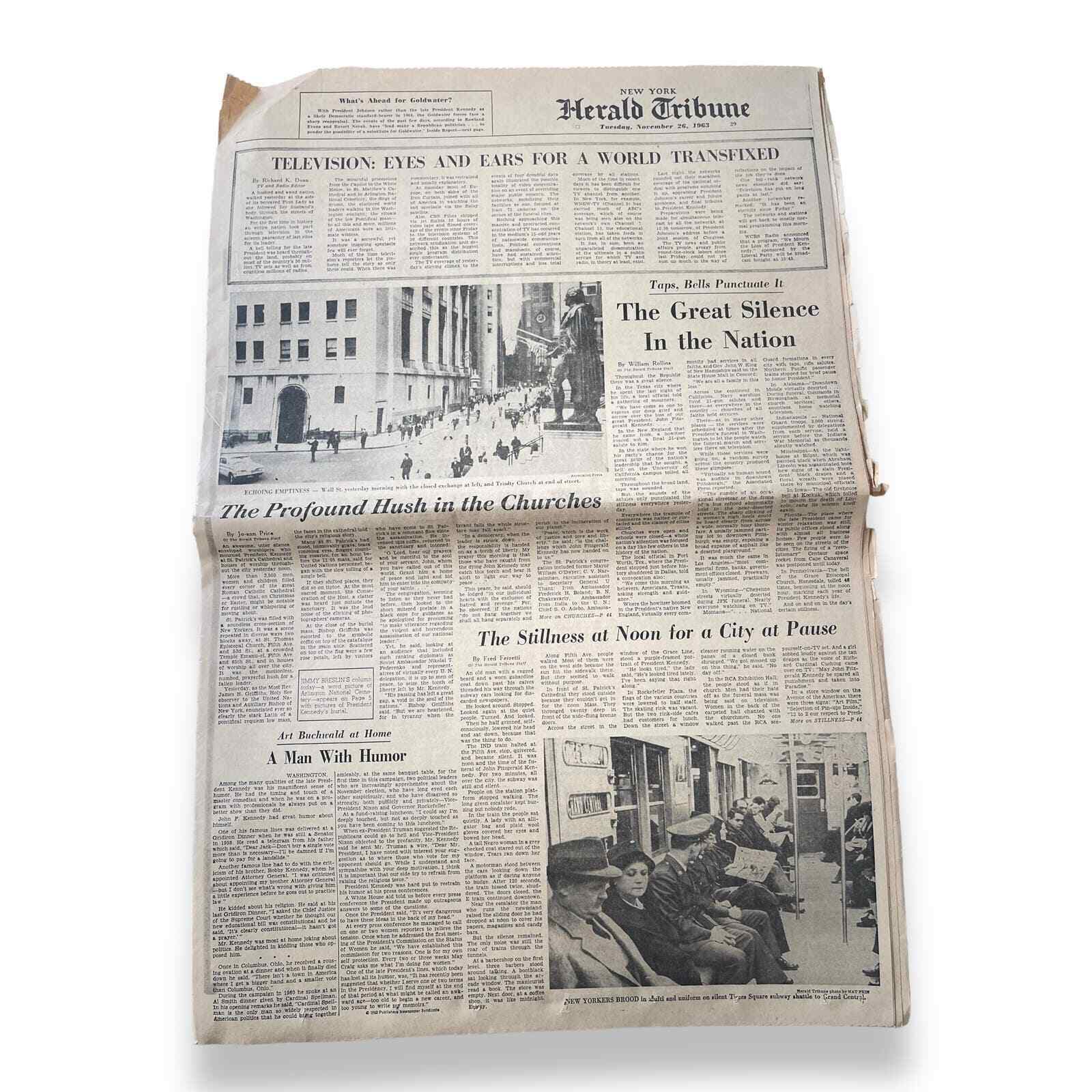 New York Herald Tribune November 26, 1963 Newspaper JFK John Kennedy Mourning