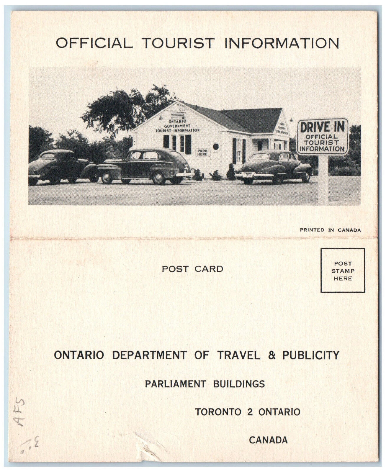 Toronto Ontario Canada Postcard Official Tourist Information c1940's Fold-Out