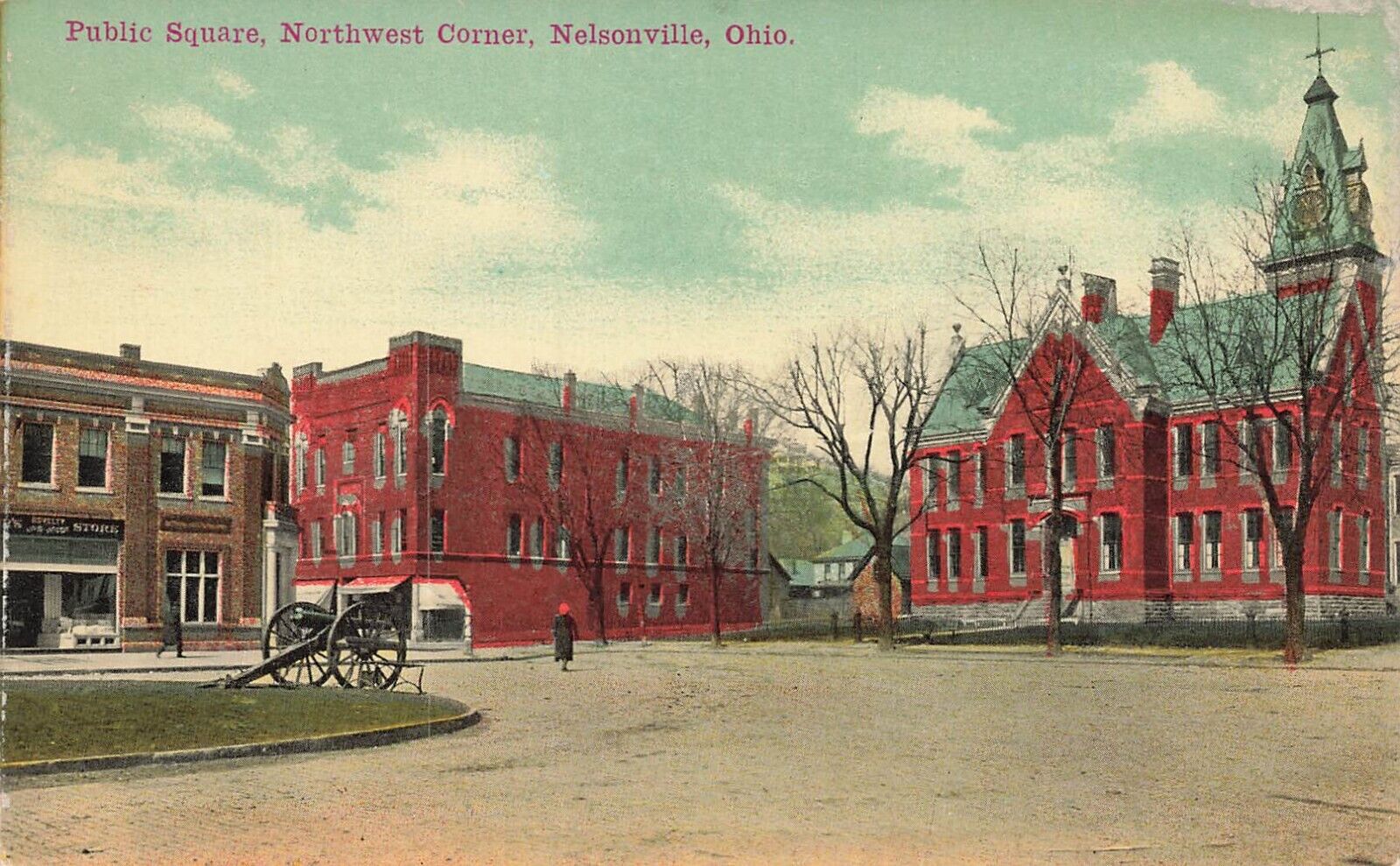 LP84 Nelsonville Ohio Public Square Northeast Corner Vintage Postcard