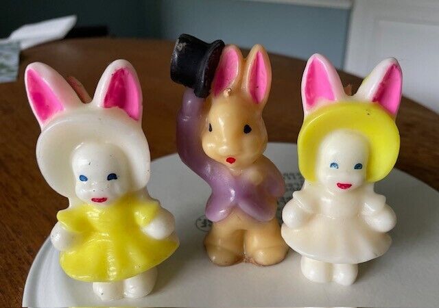Vintage Gurley Candles - 3 Easter Bunnies