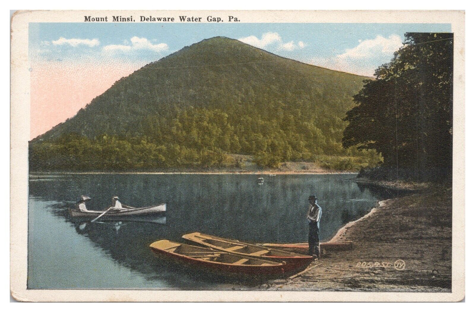 Early 1900\'s Vintage Mount Minsi Delaware Water Gap Pa. Postcard Row Boats