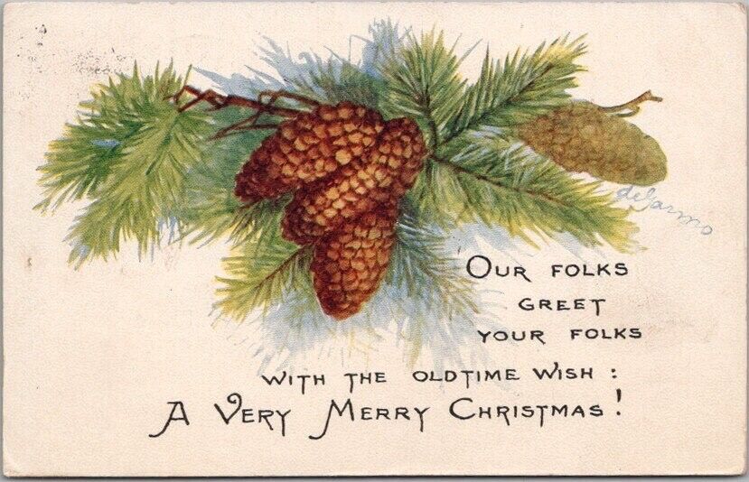 Vintage 1916 MERRY CHRISTMAS Postcard \