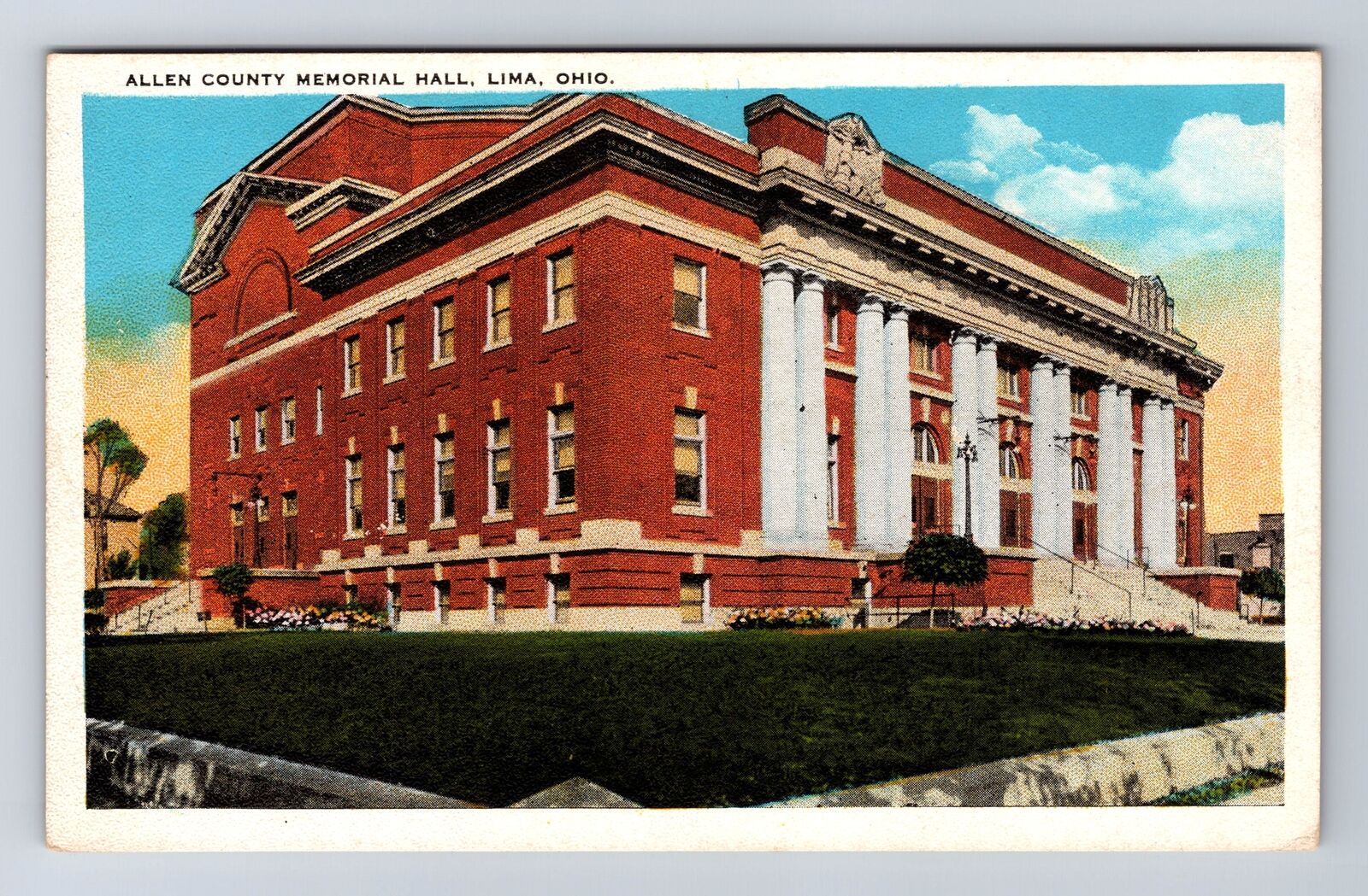 Lima OH-Ohio, Allen County Memorial Hall, Antique Vintage Card Souvenir Postcard