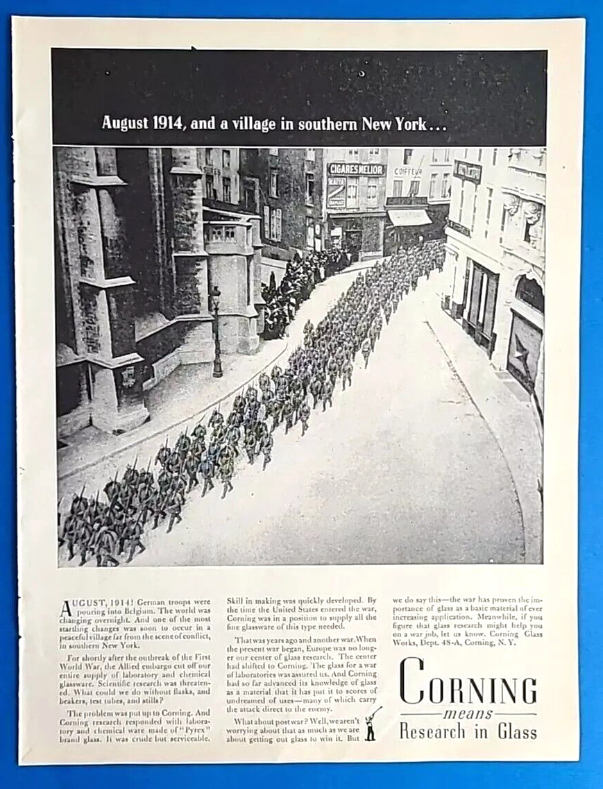 1944 Corning Glass Works Magazine 1940s Print Ad Corning means Research in Glass