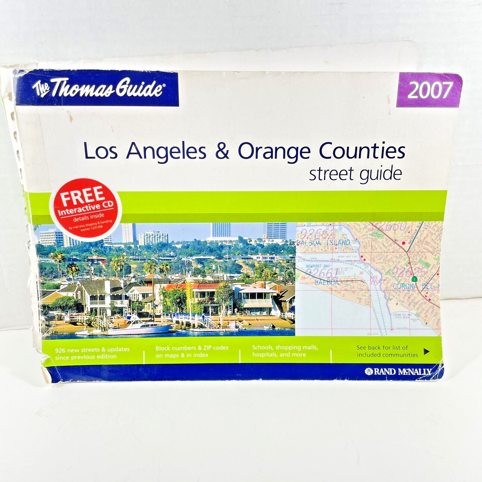 2007 Thomas Brothers Guide LA & Orange County CA Maps Spiral Softbound Vintage