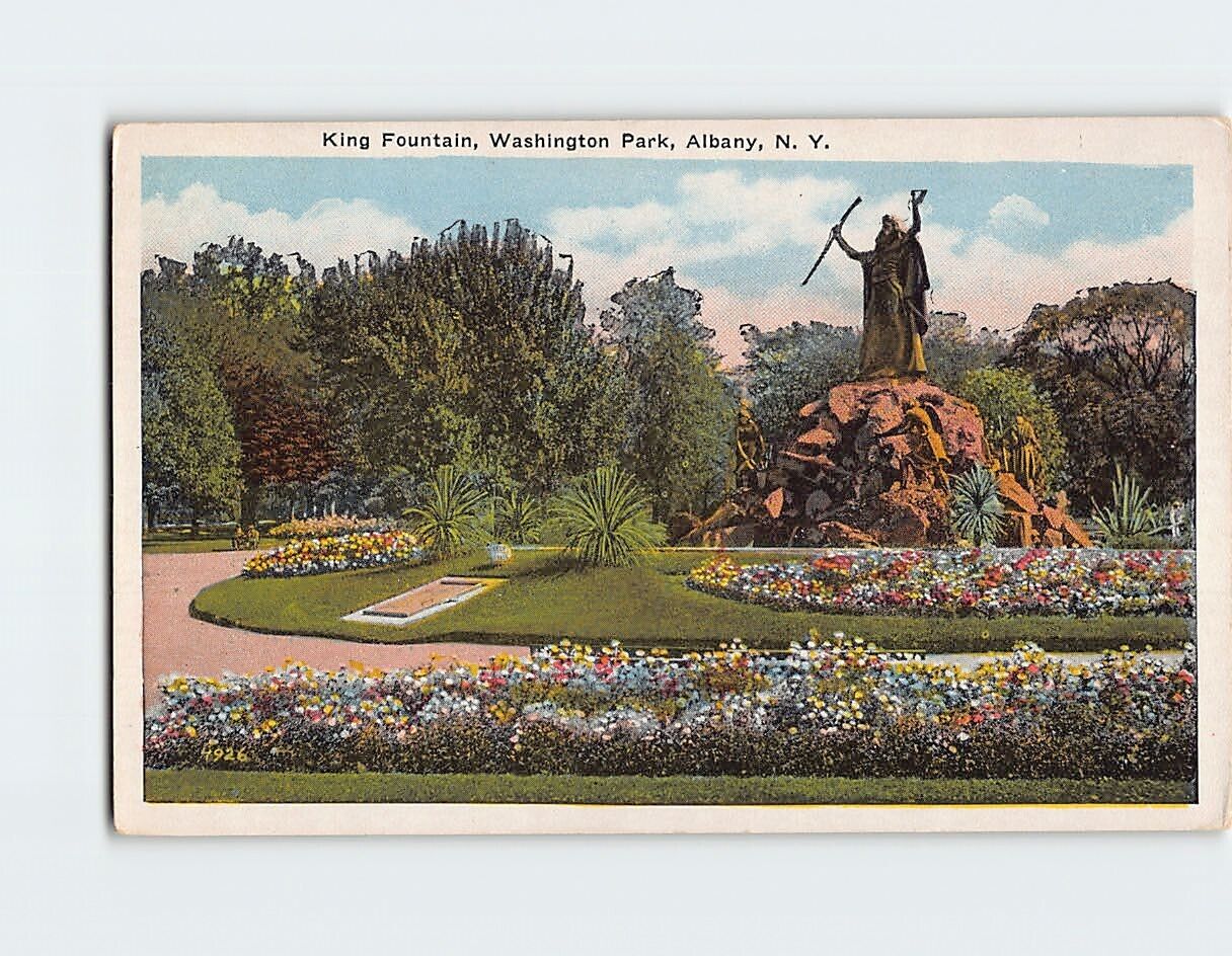 Postcard King Fountain Washington Park Albany New York USA