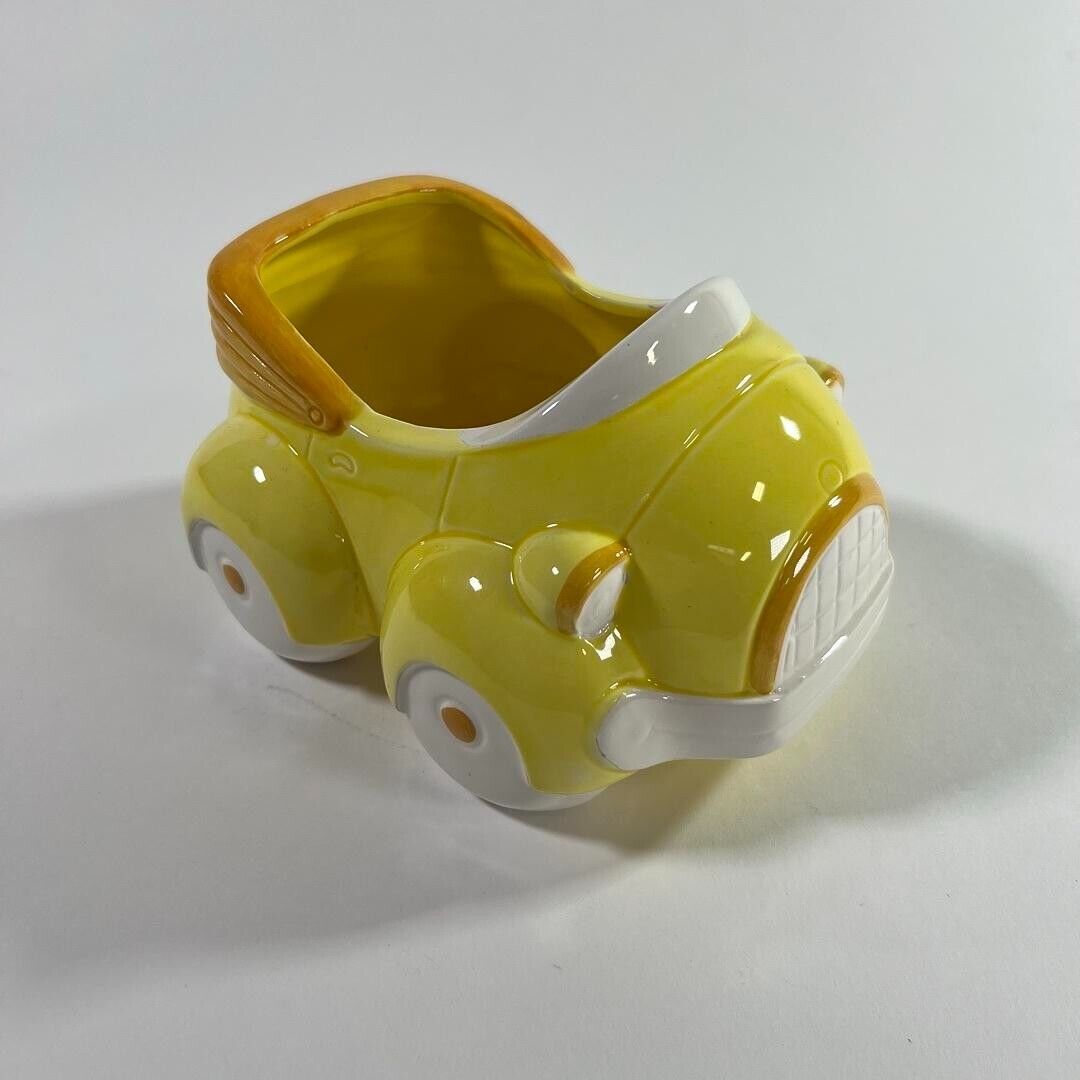 Vintage Napco Yellow Ceramic Convertible Car Planter Candy Dish