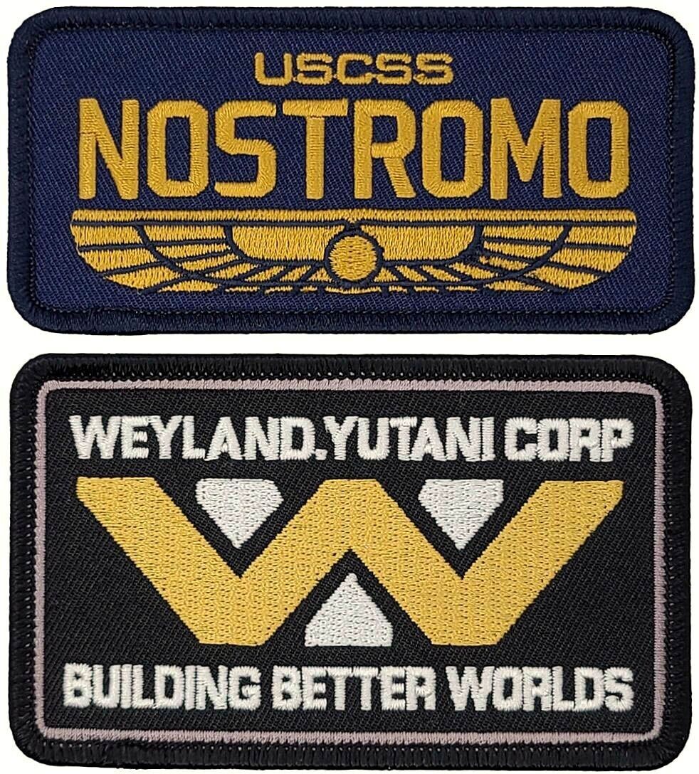 Weyland Yutani Nostromo U.S.C.S.S Alien Patch |2PC HOOK BACKING  4.0 inch