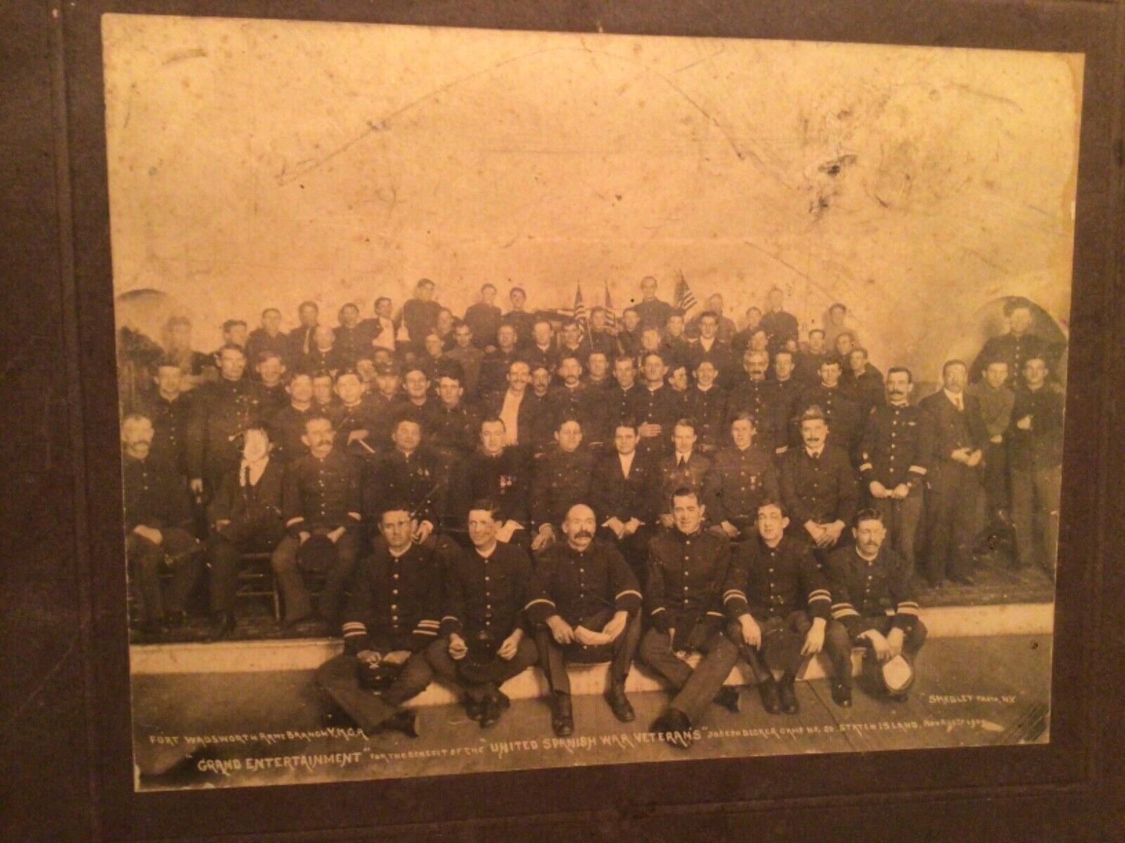 1909 Antq. Group Photo United Spanish War Veterans Joseph Decker Camp NY 12X14