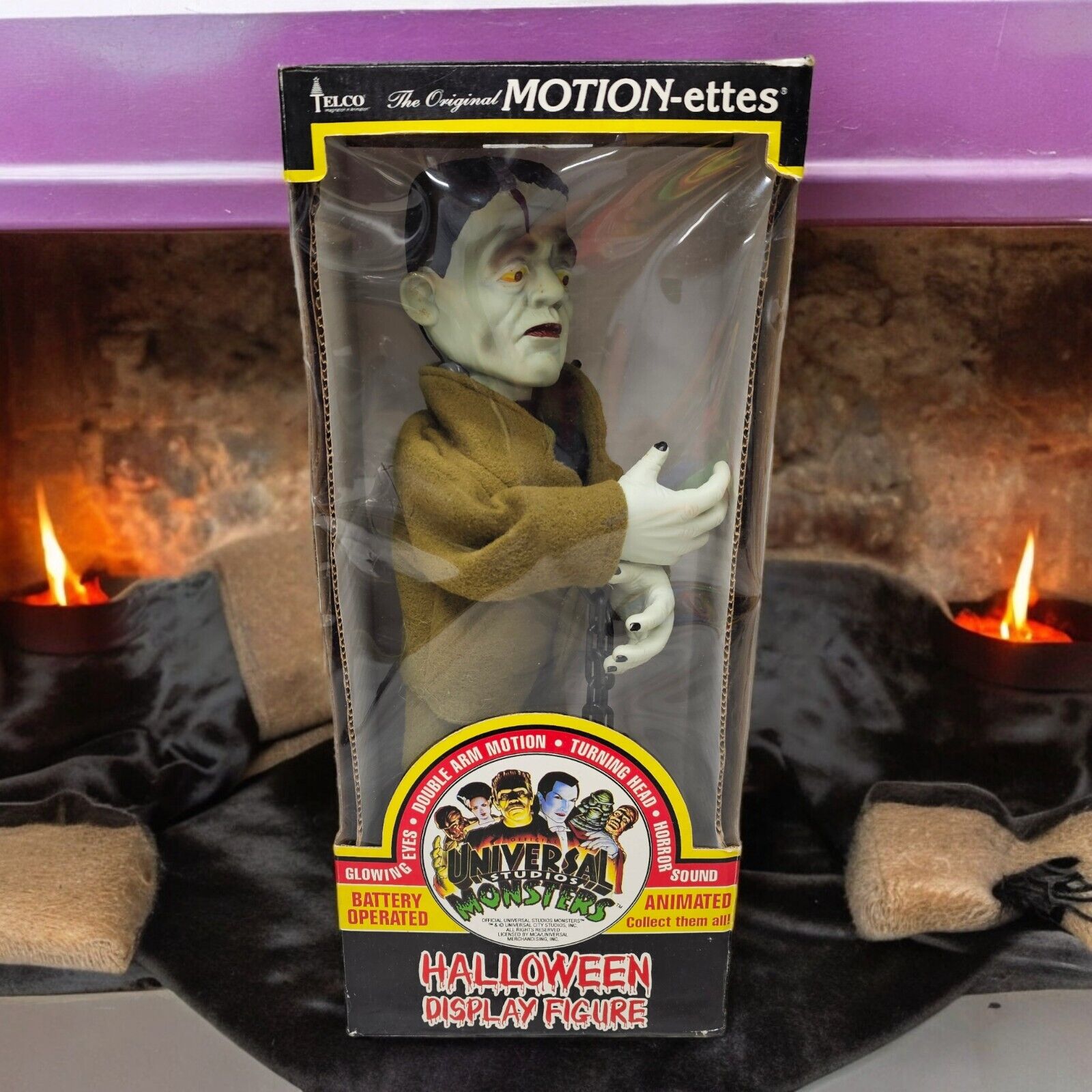 Vtg 1995 Telco Halloween Motionette Frankenstein Universal Studios Monsters Box