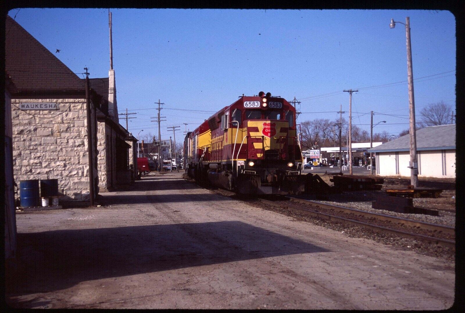 Original Rail Slide - WC Wisconsin Central 6583+ Waukesha WI 4-6-1996