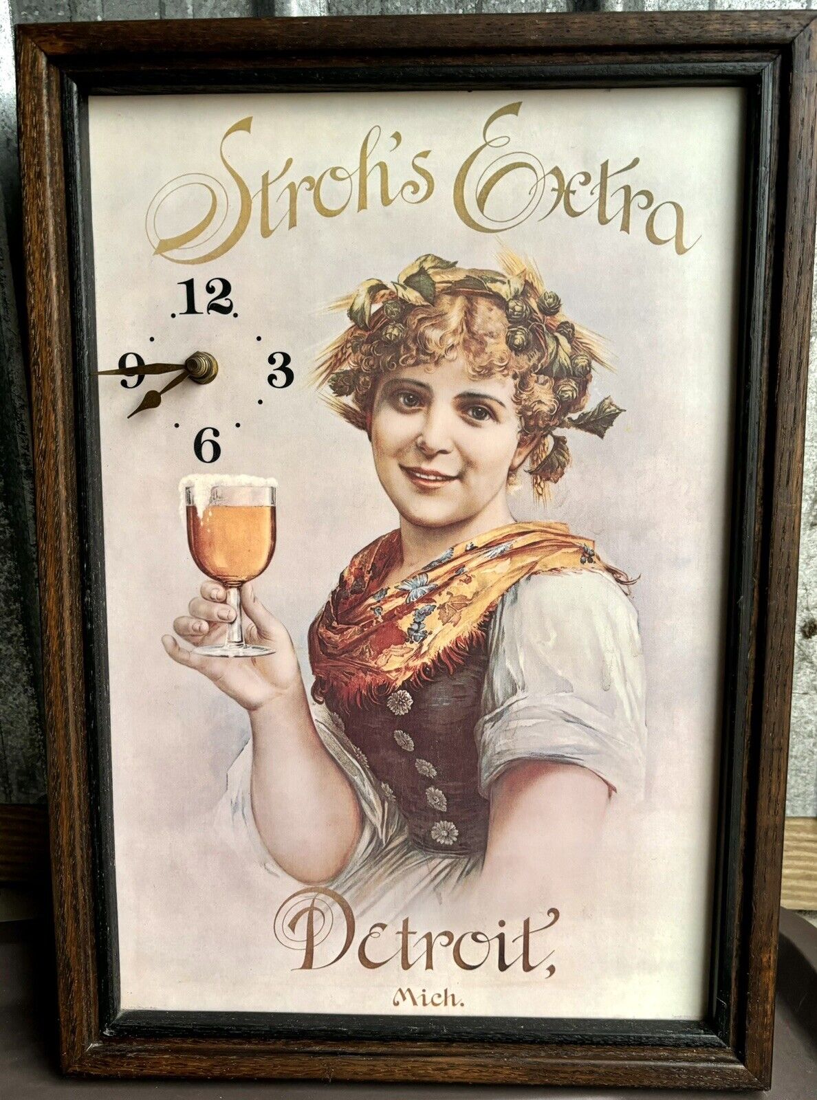 Vintage Stroh’s Beer Extra Clock Sign WORKS Rare Detroit, MI Great Shape**