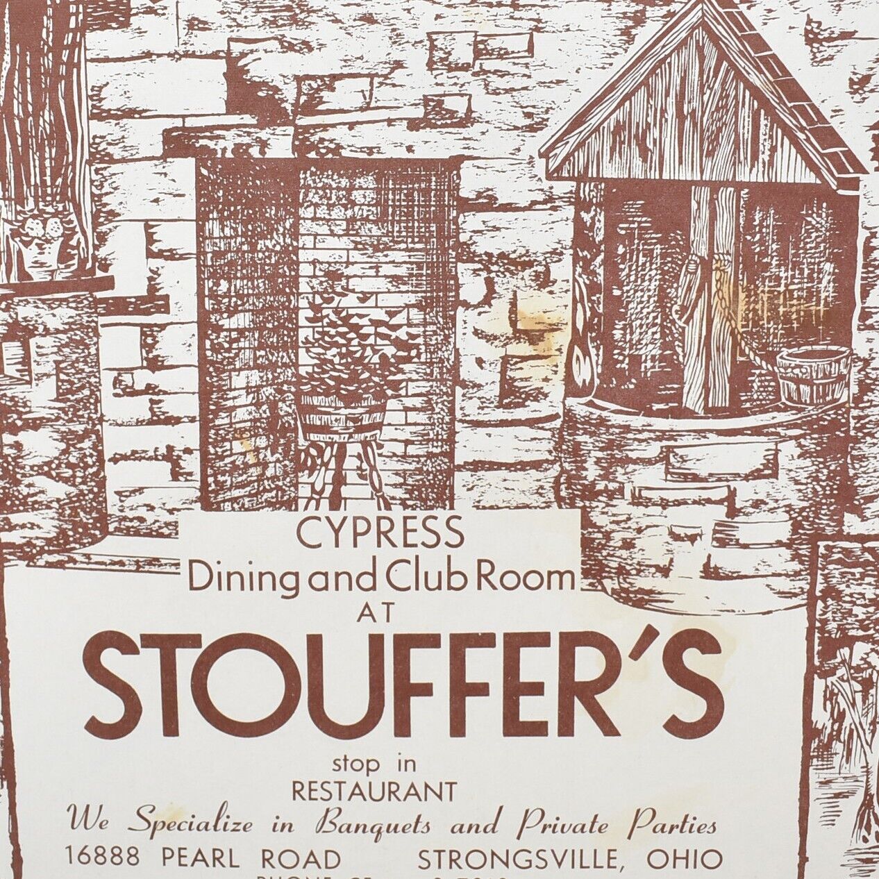 1950s Cypress Dining Club Restaurant Placemat Stouffer\'s Stop Inn Strongsville